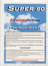 American Airlines Super 80 Safety Card Rev 3/98 - £14.08 GBP