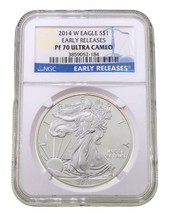 2014-W S $1 Argent American Eagle Preuve Classé Par NGC Comme PF70 Ultra Cameo - $155.93