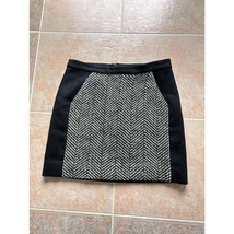 J. Crew Herringbone Miniskirt  Black wool  Size 4 - £44.68 GBP