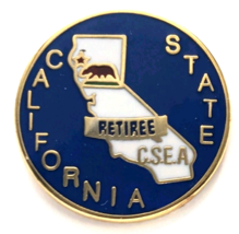 California State CSEA Retiree Pin School Employees Association CA Map Blue White - $13.49