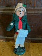 Byers Choice Caroler 1987 Boy Child in Coat and Hat Holding Music - 10&quot; Tall - £30.37 GBP