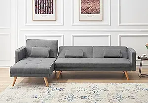 104.50&quot; L Shape Sectional Sofa, Mid-Century Upholstered Comfy Convertibl... - $859.99