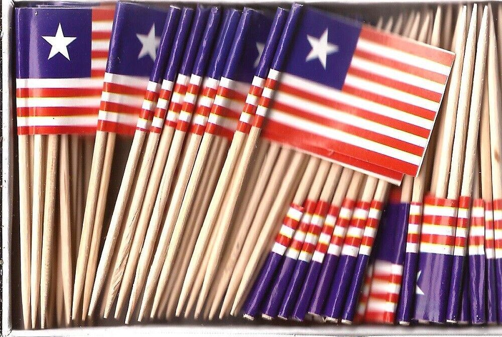 One Box of 100 Liberia Toothpick Flags, 100 Small Mini International Flags - $7.90