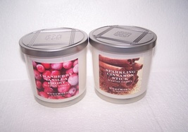 Homeworx Cranberry Vanilla Frost &amp; Sparkling Cinnamon 3 Wick Scented Candle Set - £29.25 GBP