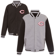 New Mens Reds 2-tone Reversible Fleece Jacket Baseball Cincinati - Gray/... - $89.90