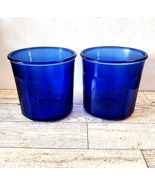 Set of 2 Cobalt Blue Tumblers Glasses 10 Panel Made in France 12 oz Vint... - £22.02 GBP