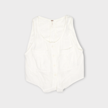 Free People Linen Tank Top Womens S White Button Front Sleeveless Tie - £16.77 GBP