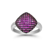 Sterling Silver Black Rhodium Pink CZ Micro Pave Square Ring - £43.41 GBP