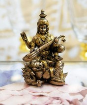 Ebros Vastu Hindu Goddess Saraswati Seated On Lotus Playing Veena Guitar Statue - £12.25 GBP