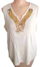 Plus Sz 3X  Embellished Sleeveless Cami Top Stretch Cotton ASHLEY STEWART - £5.55 GBP