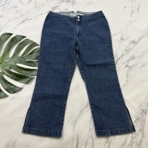 Tommy Hilfiger Womens Y2k Denim Capri Jeans Size 12 Flare Slits Flat Front - £22.94 GBP