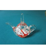 Joe St Clair Glass Paperweight White and RED Flowers Trumped Flowers Signed - $1,154.03 MXN