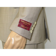 Men Suit BERLUSCONI Turkey 100% Italian Wool Super 180's 3pc Vested #Ber13 Beige image 7