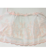 Vintage hostess sheer flocked pink floral scalloped edge half apron - $19.75