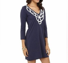 Lilly Pulitzer Blaire Pima Cotton Shift Dress Size XL Navy White Resort ... - $553.13 MXN