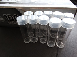 Lot of 10 Whitman Penny Round Clear Plastic Coin Storage Tubes w/ Screw On Caps - $12.95