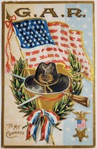 Patriotic American Civil War GAR Remembrance To My Comrade Gilded Postcard R21 - £15.69 GBP