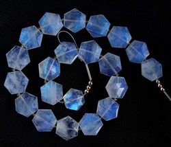 Natural 20 pieces faceted rainbow moonstone hexagon gemstone briolette b... - $124.99