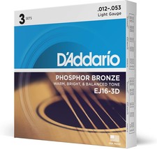 Phosphor Bronze Acoustic Guitar Strings - Ej16-3D - Rich, Full Tonal Spectrum - - $30.99