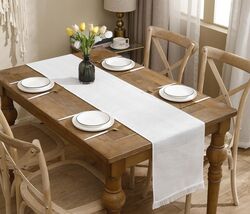 LUOYEHK Boho Table Runner With Fringe 12x108 Inch White Farmhouse Rustic - $76.78 MXN LUOYEHK Boho Table Runner With Fringe 12x108 Inch White Farmhouse Rustic - $76.78 MXN