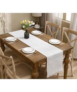 LUOYEHK Boho Table Runner With Fringe 12x108 Inch White Farmhouse Rustic - $76.78 MXN LUOYEHK Boho Table Runner With Fringe 12x108 Inch White Farmhouse Rustic - $76.78 MXN