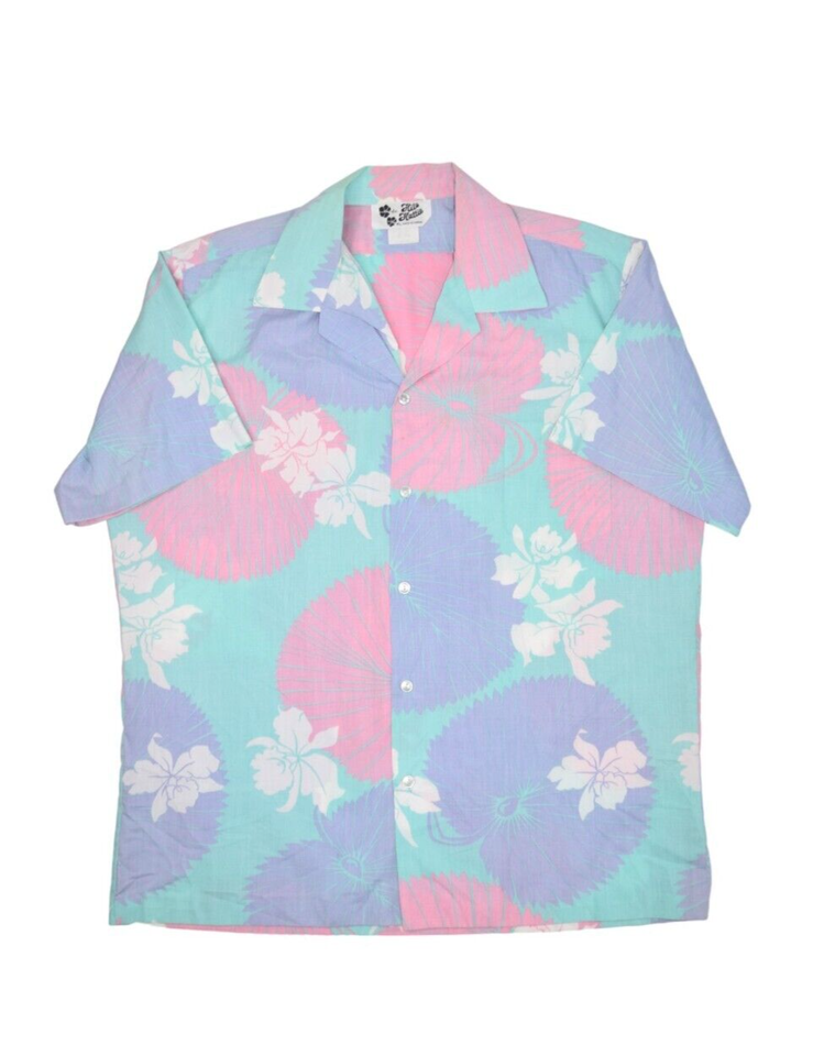 Primary image for Vintage Hilo Hattie Hawaiian Shirt Mens XL Floral Pastel Beach Made in USA