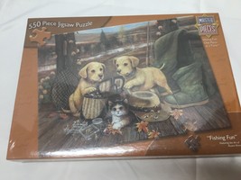 Fishing Fun Puppies &amp; Kittens 550 pieces Masterpieces Puzzle Co. Made in USA New - £9.60 GBP