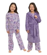 Lands&#39; End Boys Girls Pajama Top Bottoms Hooded Robe Purple Multicolor T... - $797.96 MXN