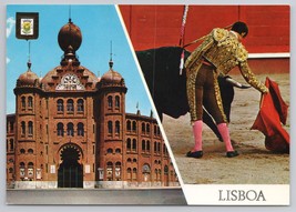 Lisboa Portugal Bullfighting Arena And Bullfighter Iconic Views Vintage Postcard - $14.45