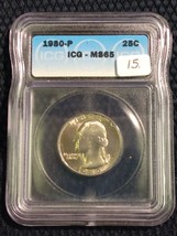 1980-P 25C Washington Quarter MS65 ICG Certified Gem Brilliant UNC - $15.83