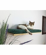 Wood Base Cat Wall Shelf FLAT 60 cm 16 inch for light, plasterboard wall - $188.76