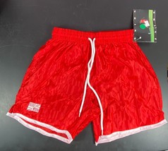 Union Jack Soccer Shorts Youth Large Red/Wht Neon 1990 Draw string Vinta... - £23.23 GBP