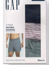 GAP 3 Pack Men&#39;s Woven Boxers With Functional Fly, Multi Color New in Box - $22.00