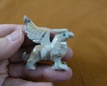 (Y-GRI-1) white Griffin eagle lion mystic fantasy gem Gemstone carving S... - $13.09