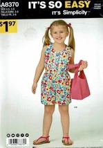 Simplicity Sewing Pattern 8370 Jumper Jumpsuit Bag Child Size 3-8 - $6.89