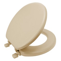Champagne Beige Soft Padded Toilet Seat Round Cushioned Standard Cover Comfort - £66.77 GBP