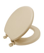 Champagne Beige Soft Padded Toilet Seat Round Cushioned Standard Cover C... - £69.21 GBP