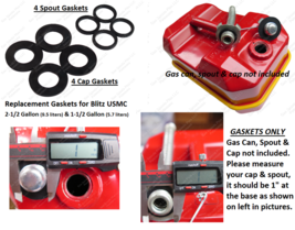 USMC Blitz Metal Gas Cap &amp; Spout Gaskets FOR 2-1/2 1-1/2 Gallon TOTAL 8 ... - $27.31