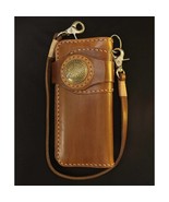 Handmade Long Leather Chain Bifold Wallet, Mens leather Motorcycle Long ... - £51.59 GBP
