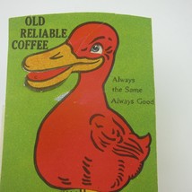 Old Reliable Coffee Mechanical Trade Card Smiling Red Duck Bird Antique ... - £47.12 GBP
