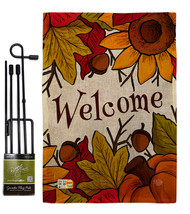Autumn Welcome Burlap - Impressions Decorative Metal Garden Pole Flag Set GS1921 - $33.97