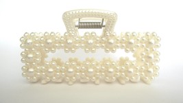 Rectangle flower faux pearl acrylic hair claw clip - £5.36 GBP