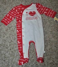 Girls Pajamas Christmas Sleep Play I Love Santa Red Long Sleeve Footed- 3 months - £7.91 GBP