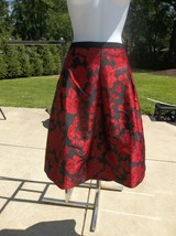 Nwt Talbots Gorgeous Black&amp;Red Floral Pleated Skirt 14P $149 - £38.03 GBP