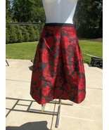 NWT TALBOTS GORGEOUS BLACK&amp;RED FLORAL PLEATED SKIRT 14P $149 - £38.14 GBP