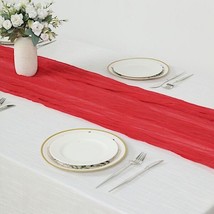 Red 10 Ft Cheesecloth Extra Long Table Runner Cotton Wedding Events Linens Gift - £12.99 GBP