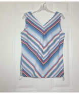 Brooks Brothers Top Womens Size 8 Sleeveless Lace Up Side Striped V-Neck... - $280.81 MXN