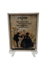 Vintage Silhouette Reverse Painting Convex Glass FRIENDS by F.W. BREHIM - £15.55 GBP