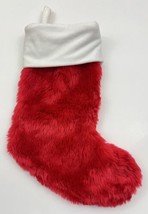 Faux Fur Red White 18&quot; Christmas Stocking Fluffy/Soft  ~By Wondershop At... - £5.53 GBP