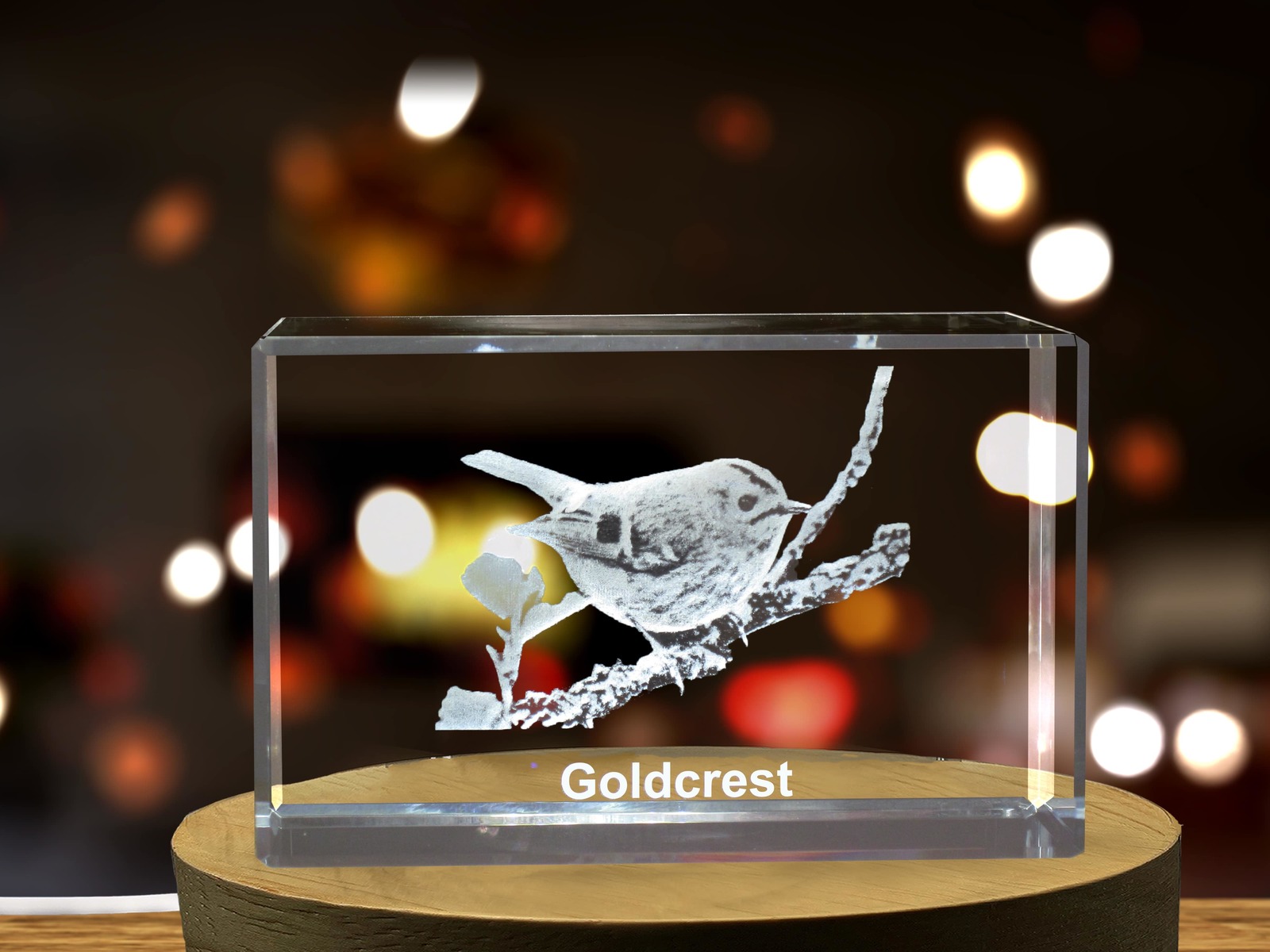LED Base included | Goldcrest 3D Engraved Crystal 3D Engraved Crystal Keepsake